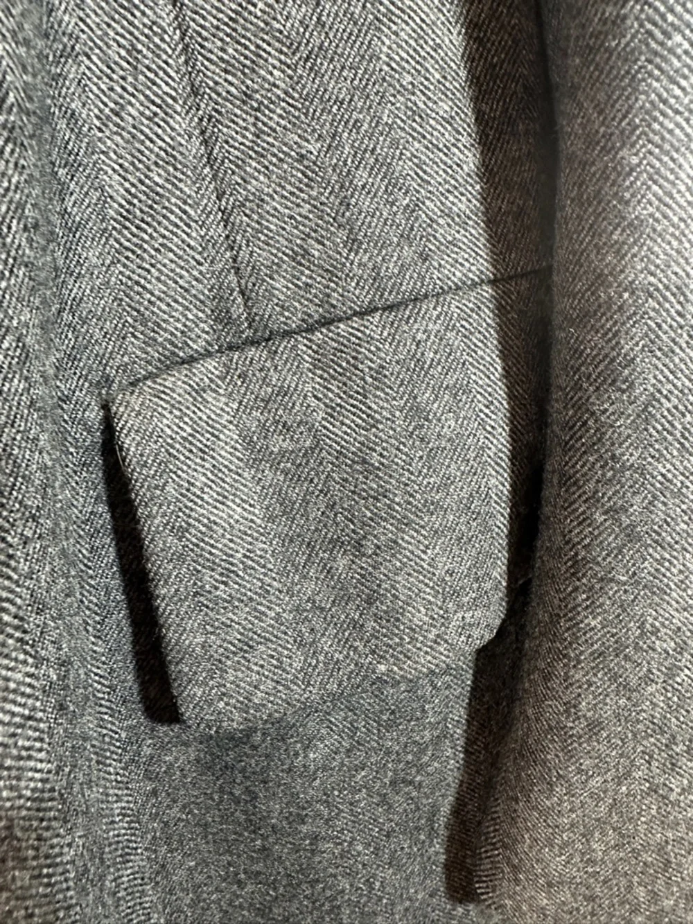 Hickey Freeman Gray Men's Classic Wool Herringbone pattern Over coat Trench Coat